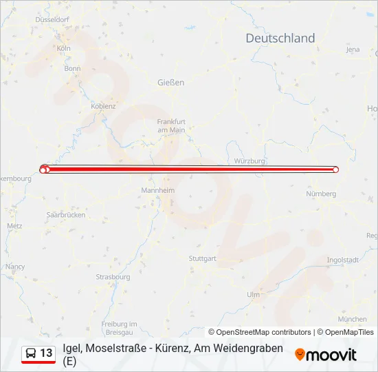 13 Bus Line Map