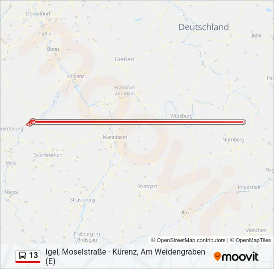 13 Bus Line Map