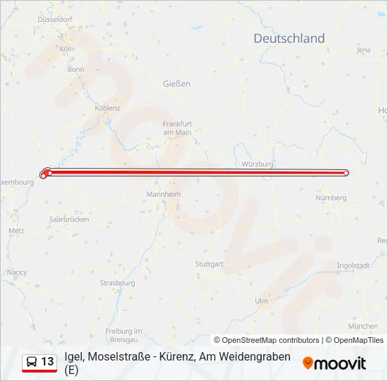 13 Bus Line Map