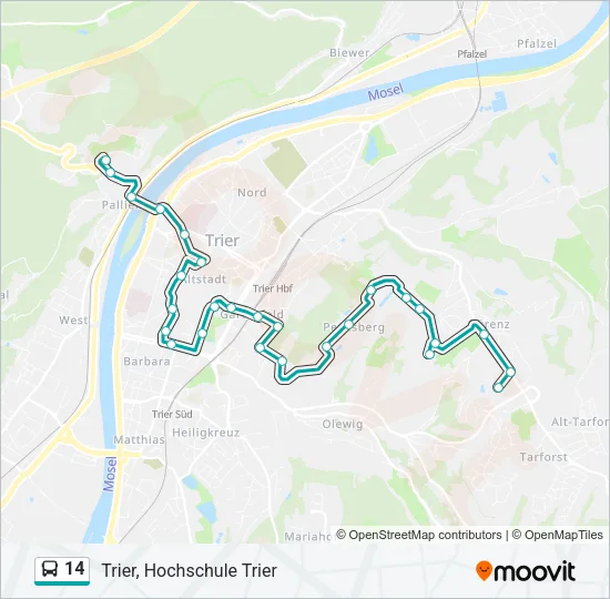 14 Bus Line Map