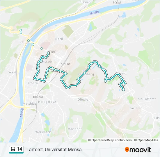 14 Bus Line Map