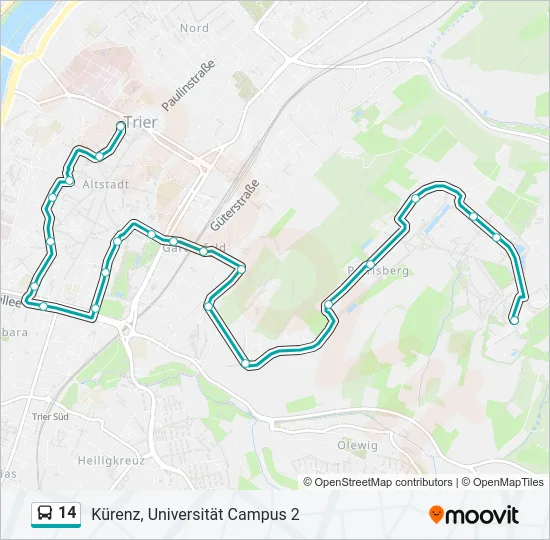 14 Bus Line Map
