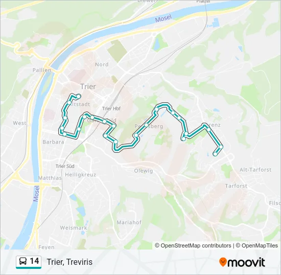 14 Bus Line Map