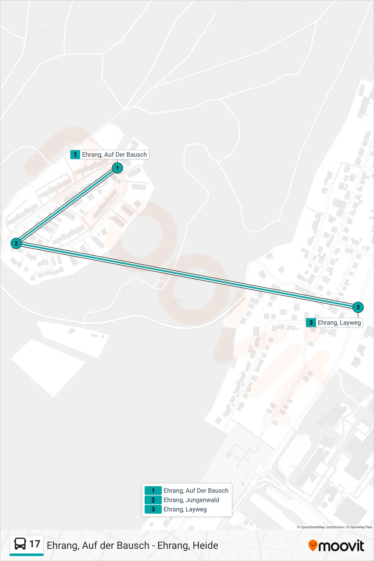Linie 17 (Bus) Richtung Ehrang, Layweg: Route und Haltestellen auf der Karte