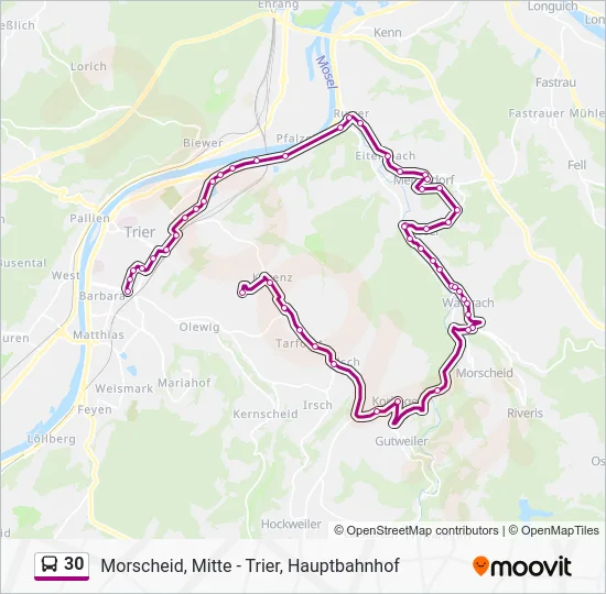 Автобус 30: карта маршрута