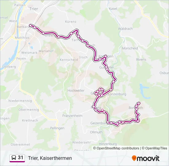 31 Bus Line Map