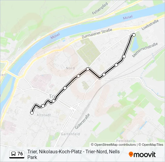 76 Bus Line Map