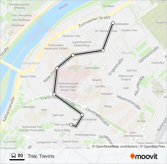 80 Bus Line Map