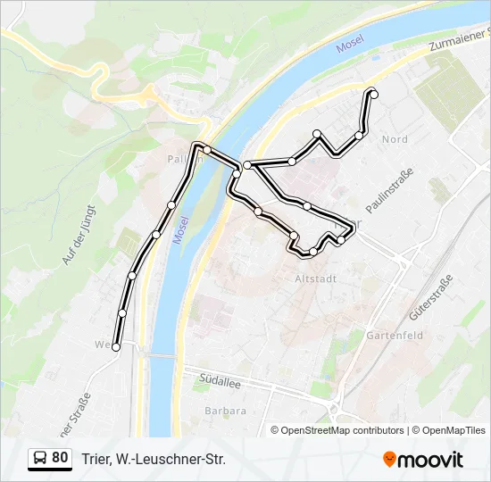 80 Bus Line Map