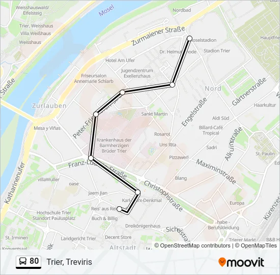 80 Bus Line Map