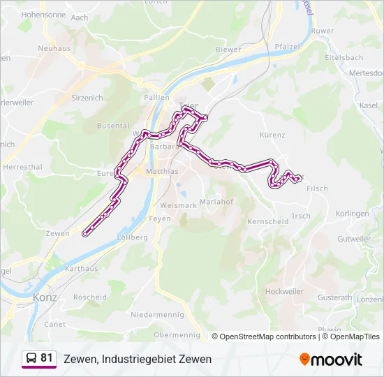 81 Bus Line Map