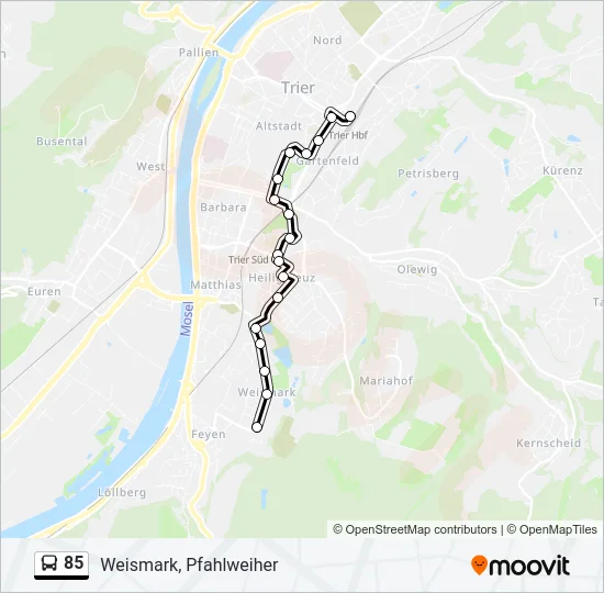 85 Bus Line Map