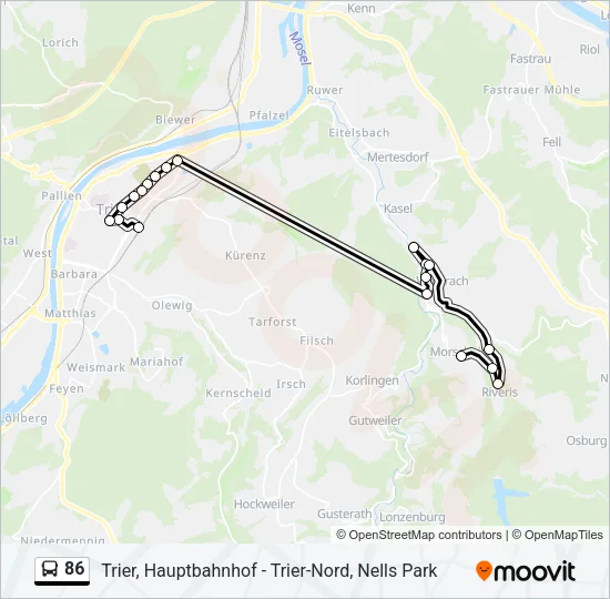 86 Bus Line Map