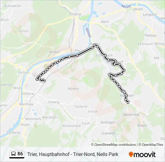 86 Bus Line Map