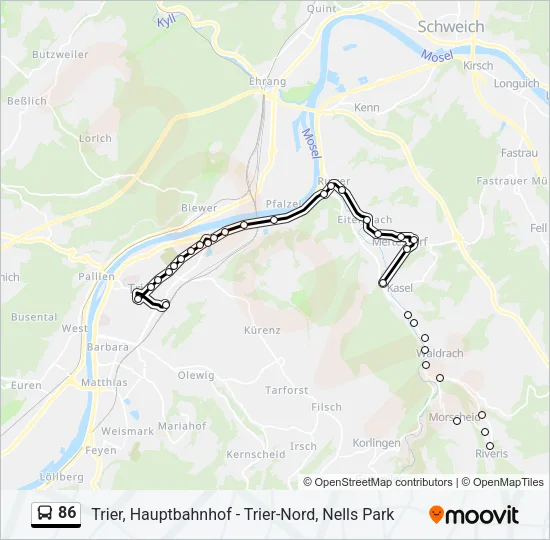 86 Bus Line Map