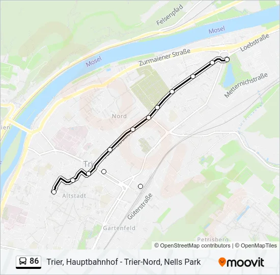 86 Bus Line Map
