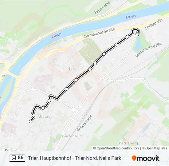 86 Bus Line Map