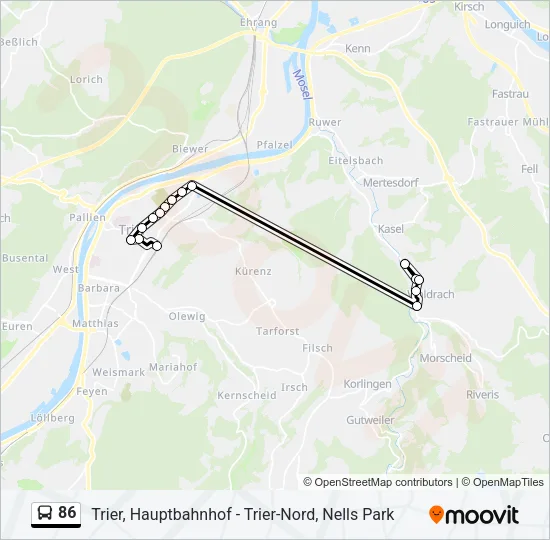 86 Bus Line Map