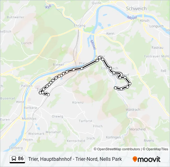 86 Bus Line Map