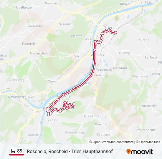 89 Bus Line Map