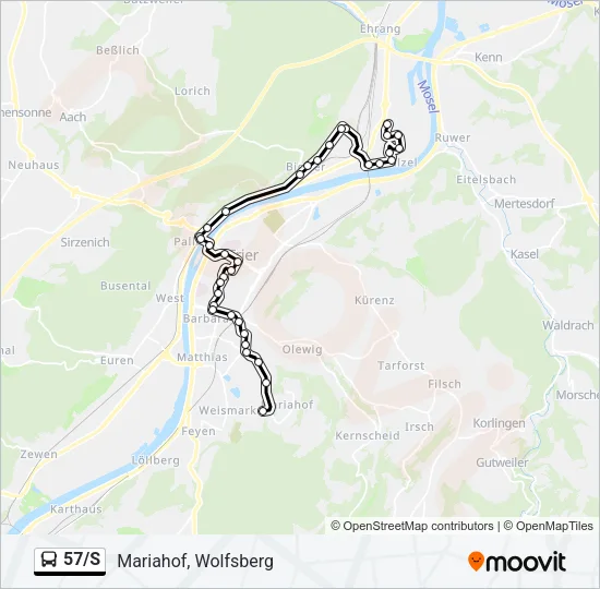 57/S Bus Line Map