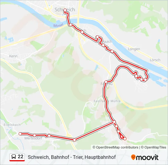 22 Bus Line Map