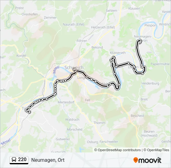 220 Bus Line Map