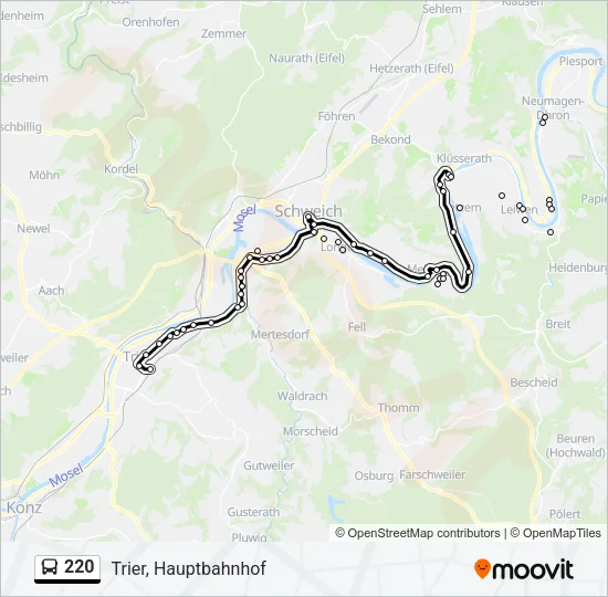 220 Bus Line Map