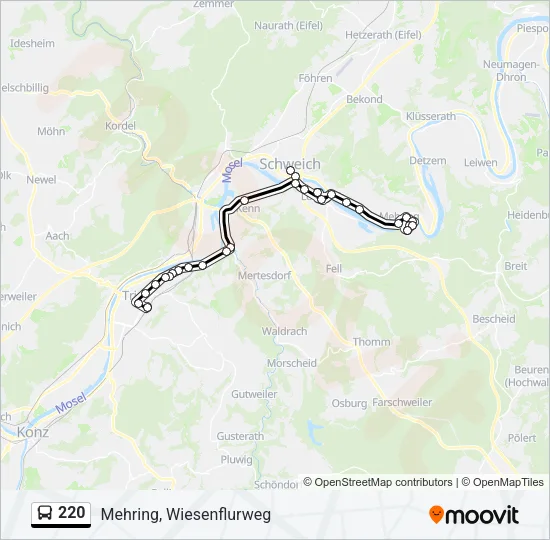 220 Bus Line Map