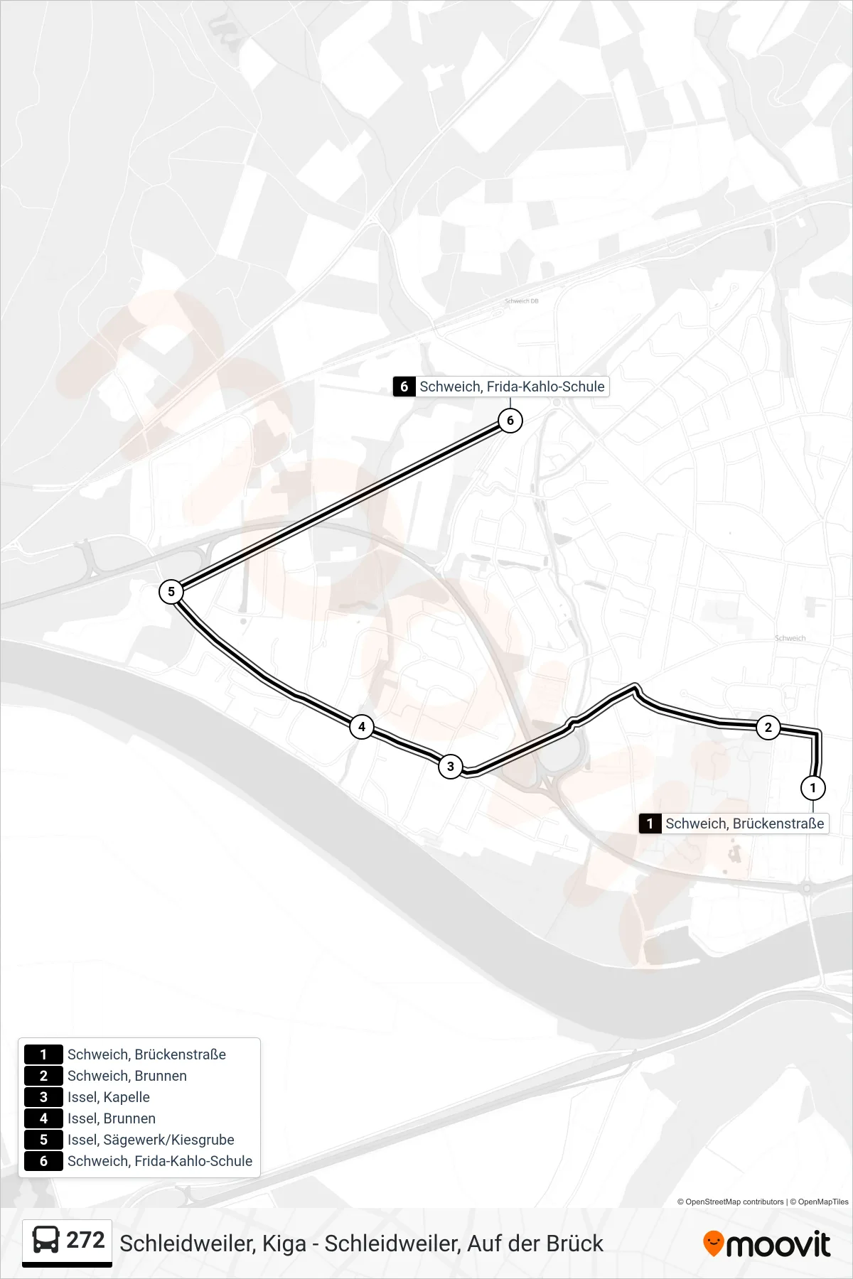 272 bus Line (Schweich, Frida-Kahlo-Schule) route and stops on a map