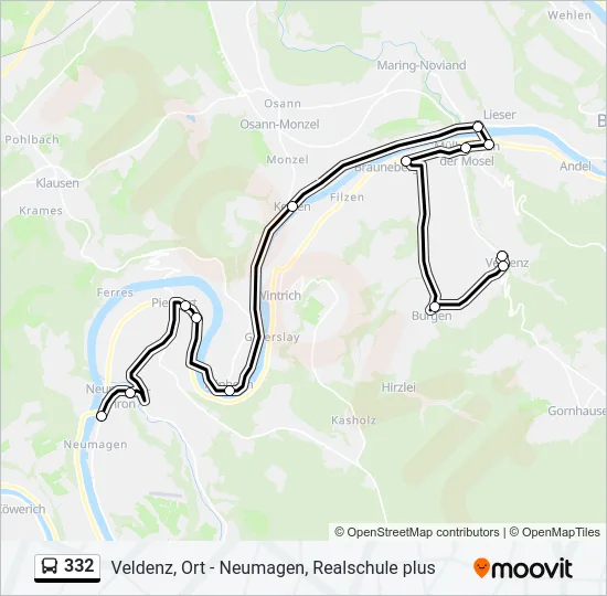 332 Bus Line Map