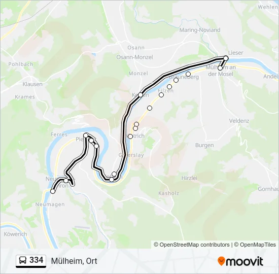334 Bus Line Map