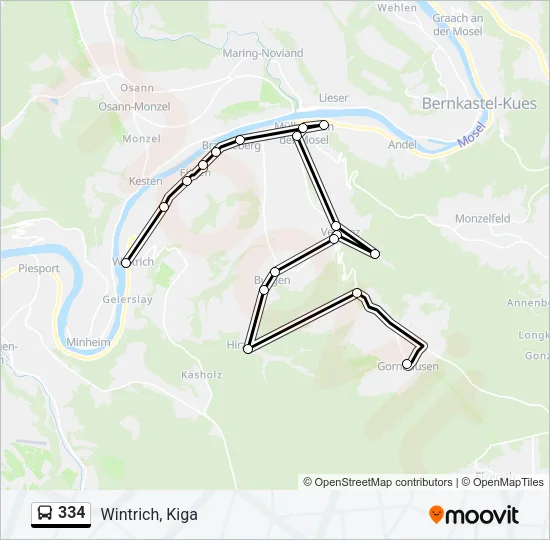 334 Bus Line Map