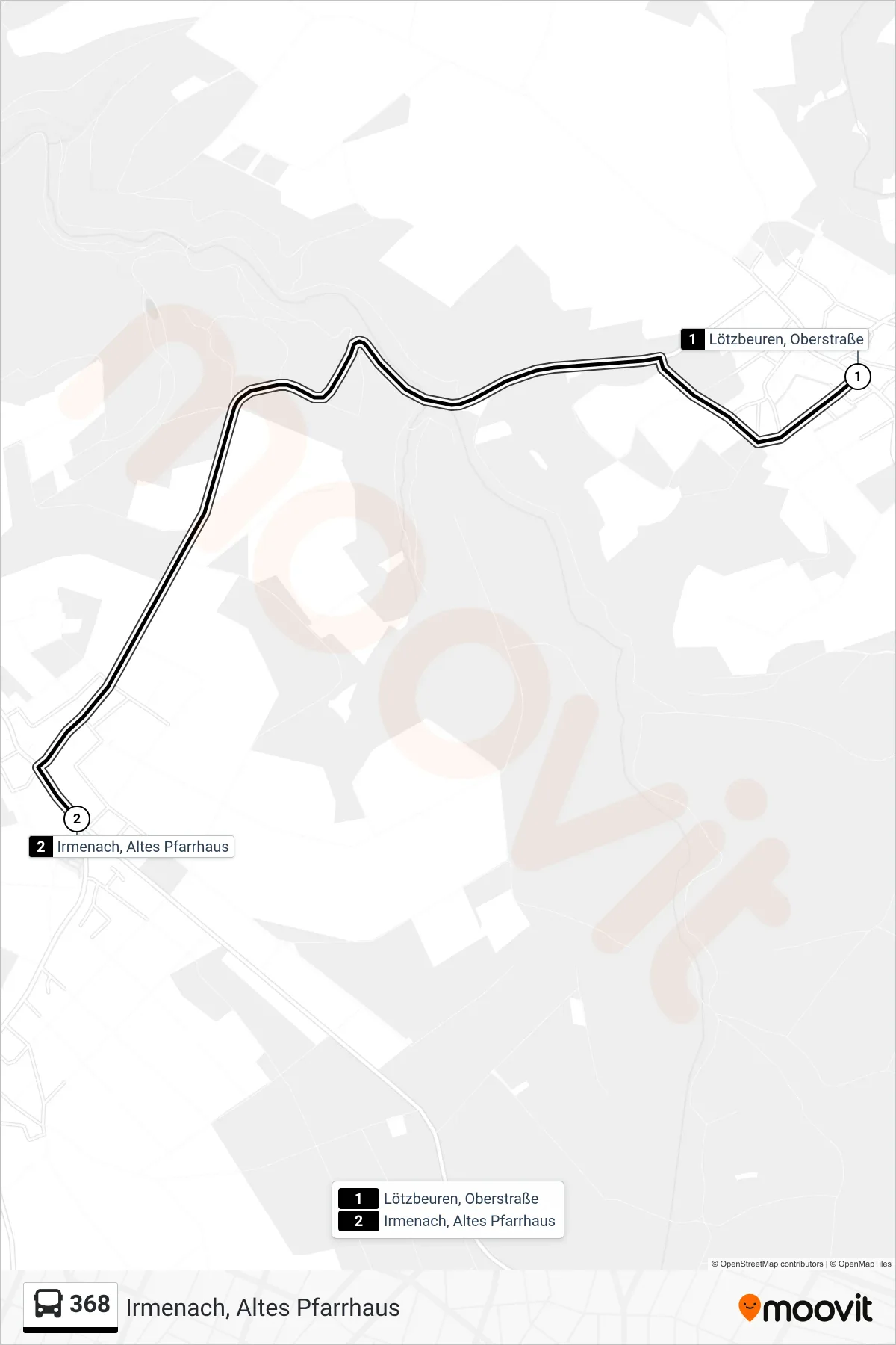 Linie 368 (Bus) Richtung Irmenach, Altes Pfarrhaus: Route und Haltestellen auf der Karte