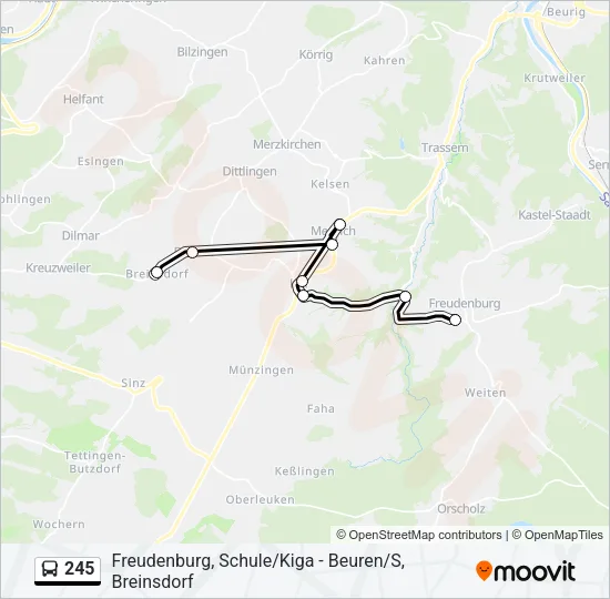 245 Bus Line Map
