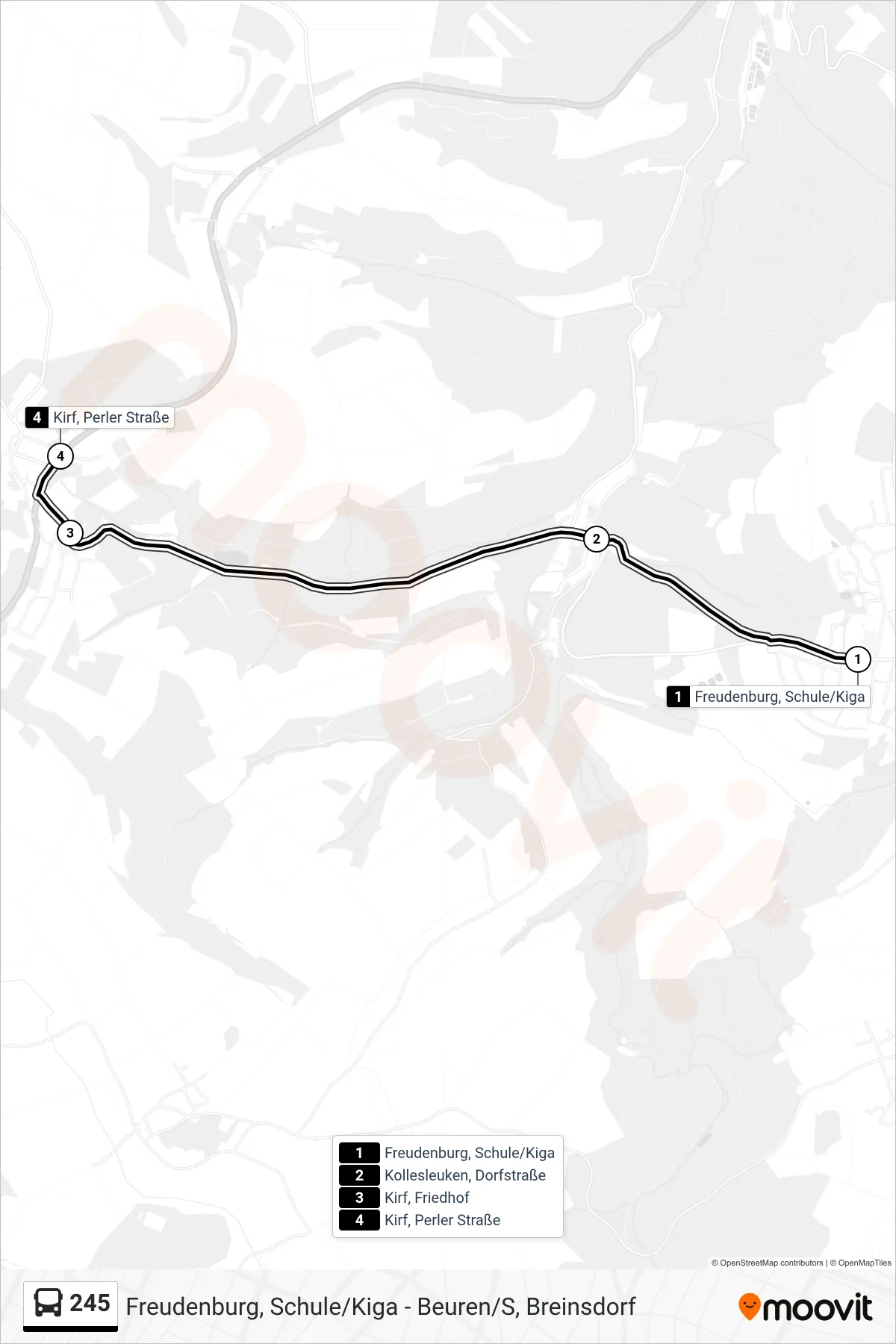 Linie 245 (Bus) Richtung Kirf, Perler Straße: Route und Haltestellen auf der Karte