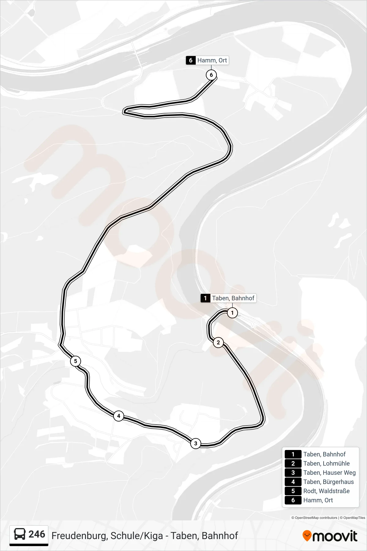 Linie 246 (Bus) Richtung Hamm, Ort: Route und Haltestellen auf der Karte