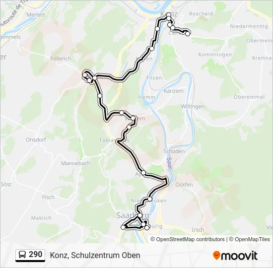 Автобус 290: карта маршрута