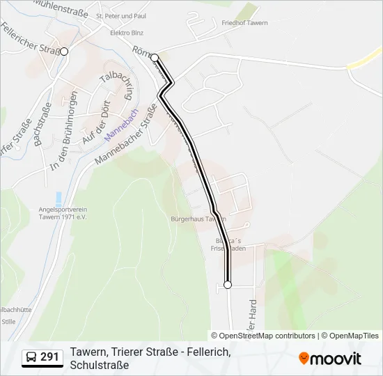 291 Bus Line Map
