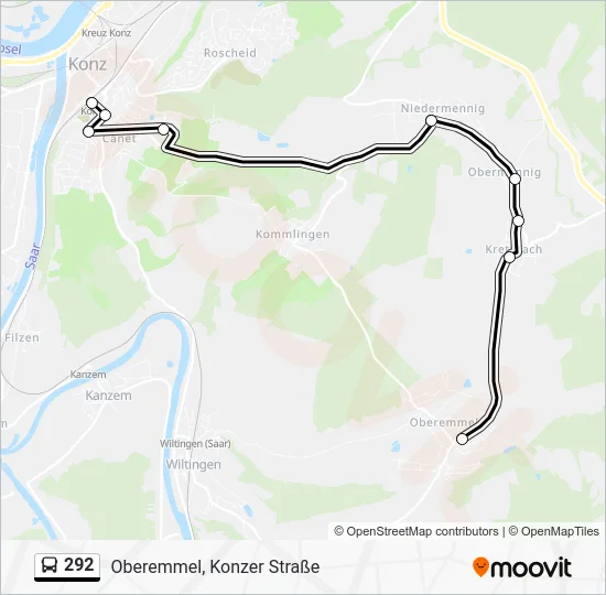 Автобус 292: карта маршрута