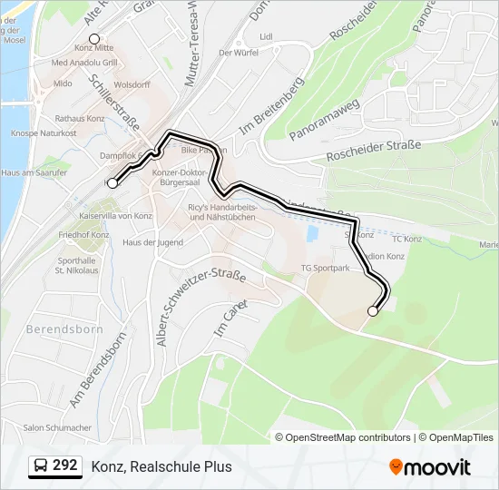 292 Bus Line Map