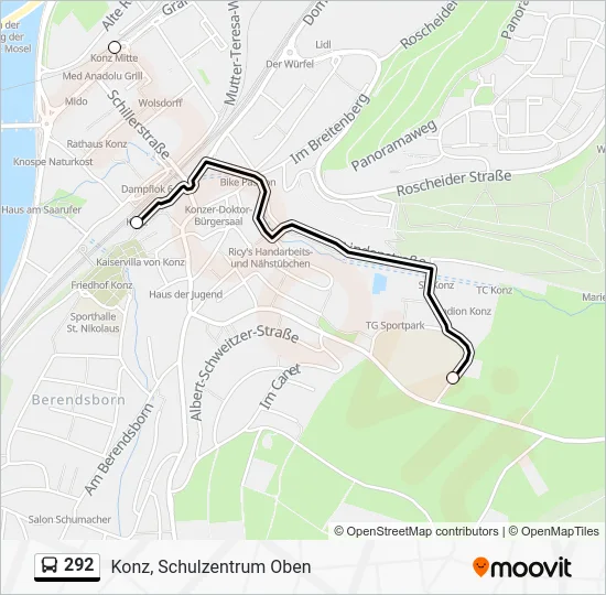 Автобус 292: карта маршрута