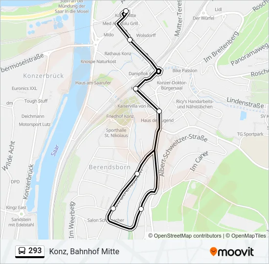 293 Bus Line Map