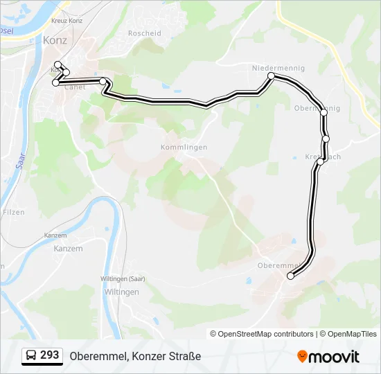 293 Bus Line Map
