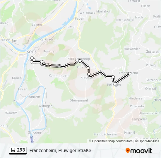 293 Bus Line Map