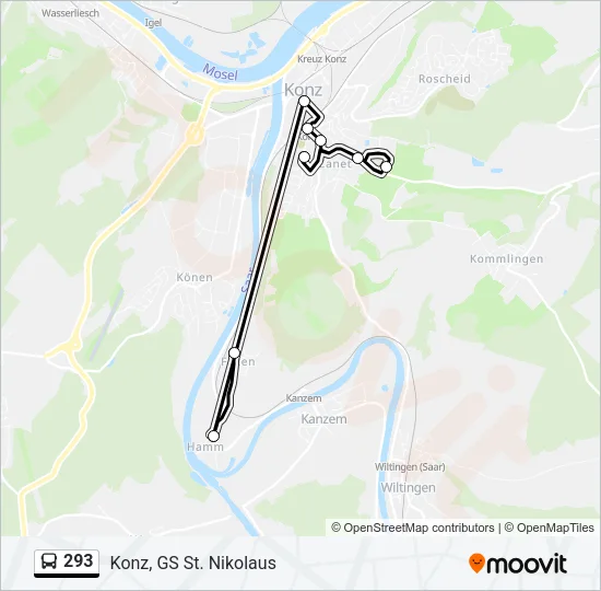 293 Bus Line Map