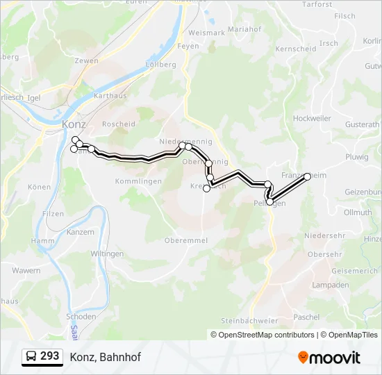 293 Bus Line Map