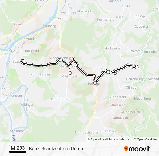 Автобус 293: карта маршрута