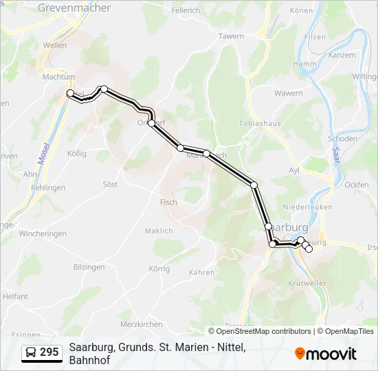 295 Bus Line Map