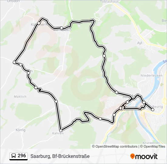 Автобус 296: карта маршрута
